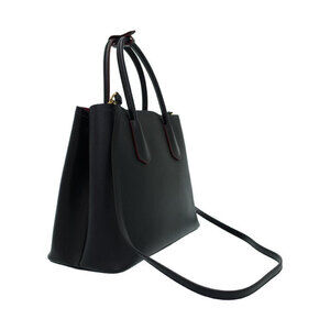 Prada Double interior Bag top Saffiano Tote handles red leather black